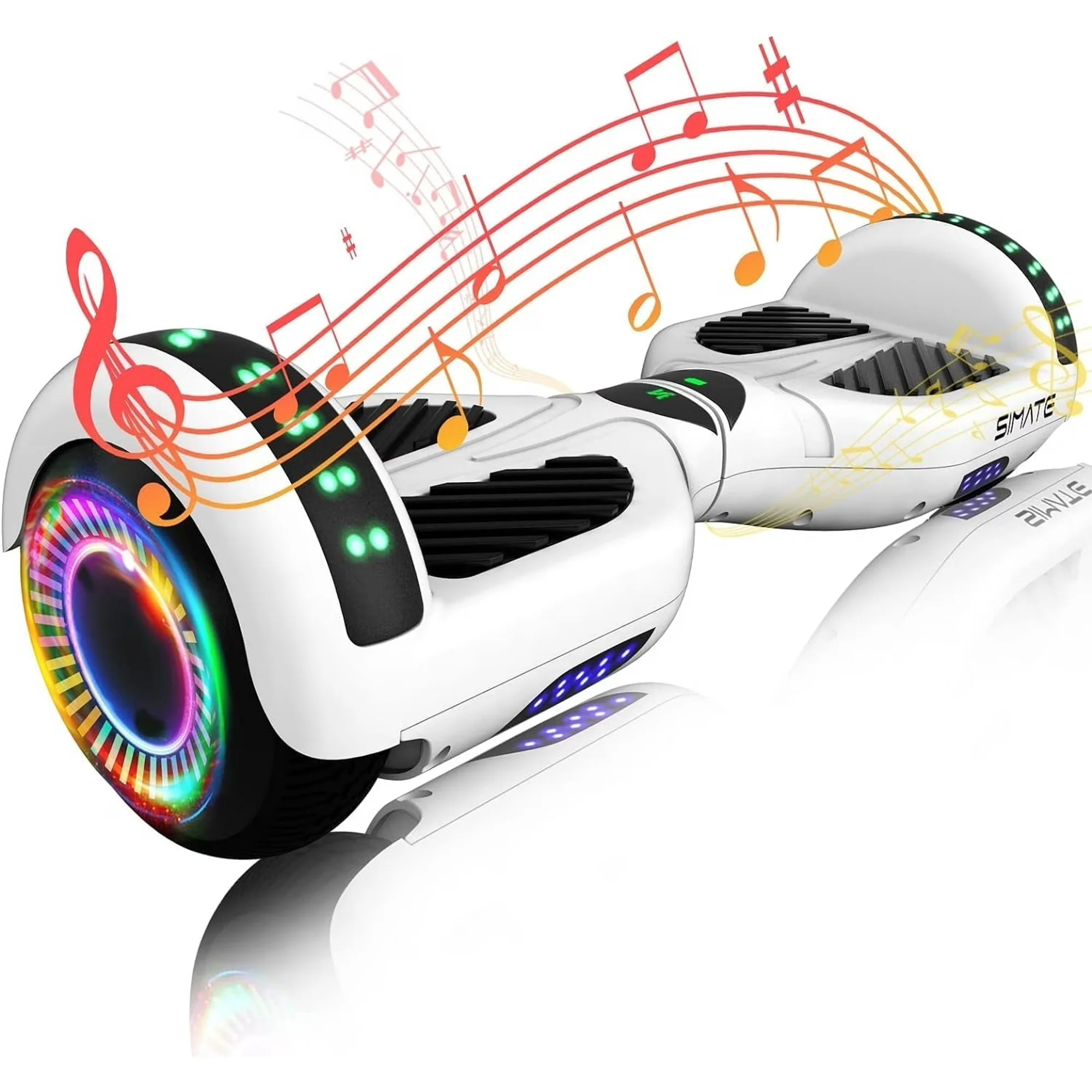 SIMATE P6 6.5 Hoverboard for Kids Ages 6+, Self-Balancing Scooter with Bluetooth Speaker, LED Wheel Lights, 3 Speed Modes, 7.5 mph Top Speed, 7.5 Miles Range, p6white - Image 2