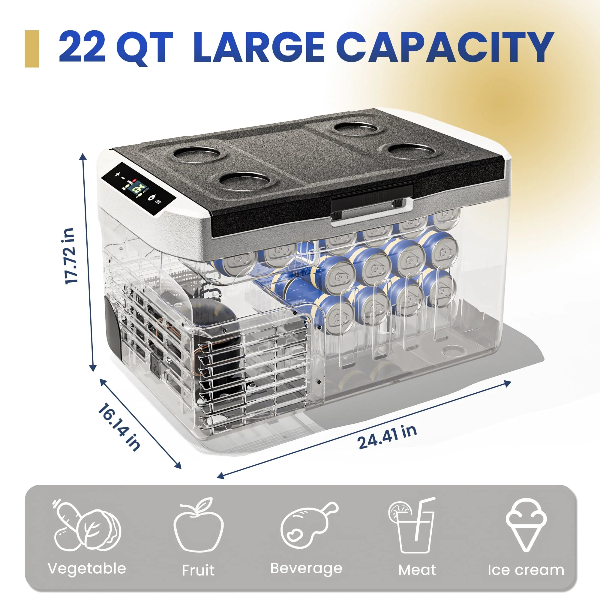 Simzlife 12 Volt Car Refrigerator, 32 Quart Portable Fridge Freezer, Energy-Efficient Inverter Compressor - Portable - Image 7