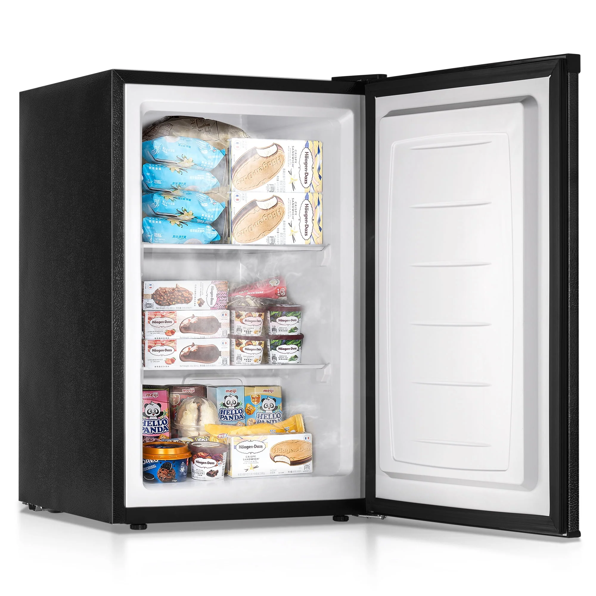 Simzlife 3.0 Cu.ft Upright Freezer, Compact Design, Reversible Stainless Steel Door, Black, MF-30-H