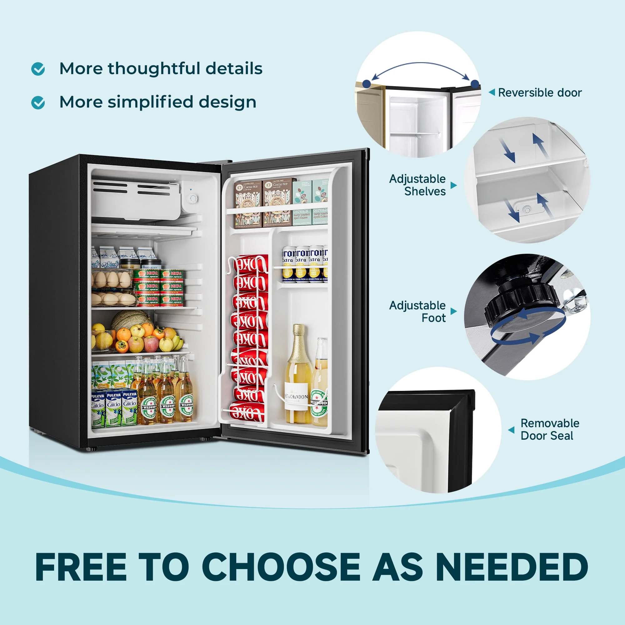 Simzlife 3.0 Cu.ft Upright Freezer, Compact Design, Reversible Stainless Steel Door, Black, MF-30-H - Image 5