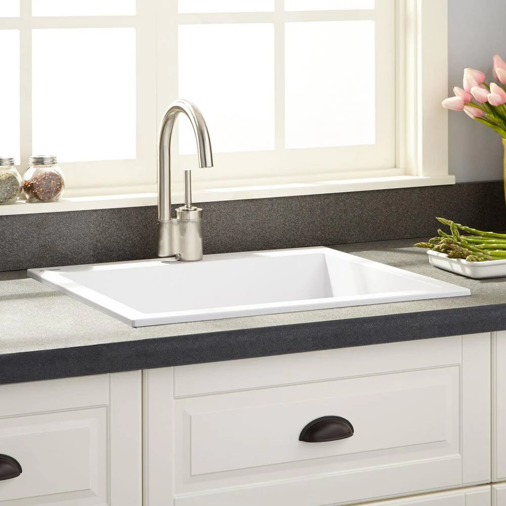 Signature Hardware ON5610-58UG-U Single bowl Drop-in Sink-Granite Composite-22-1/16"x19-7/8"x7-7/8"-No Overflow, Cloud White
