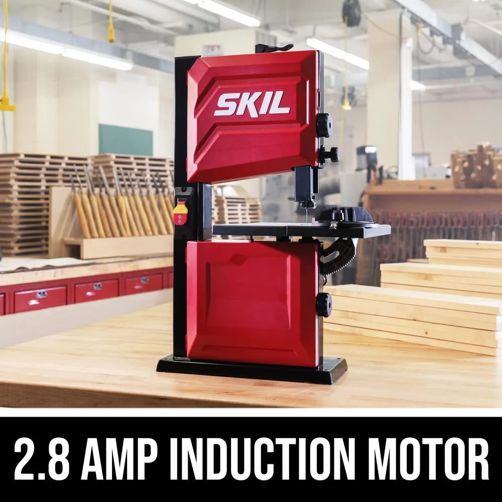 SKIL 2.8 Amp 9 In. 2-Speed Benchtop Band Saw with Tool-Free Belt Tensioning and Dust Port