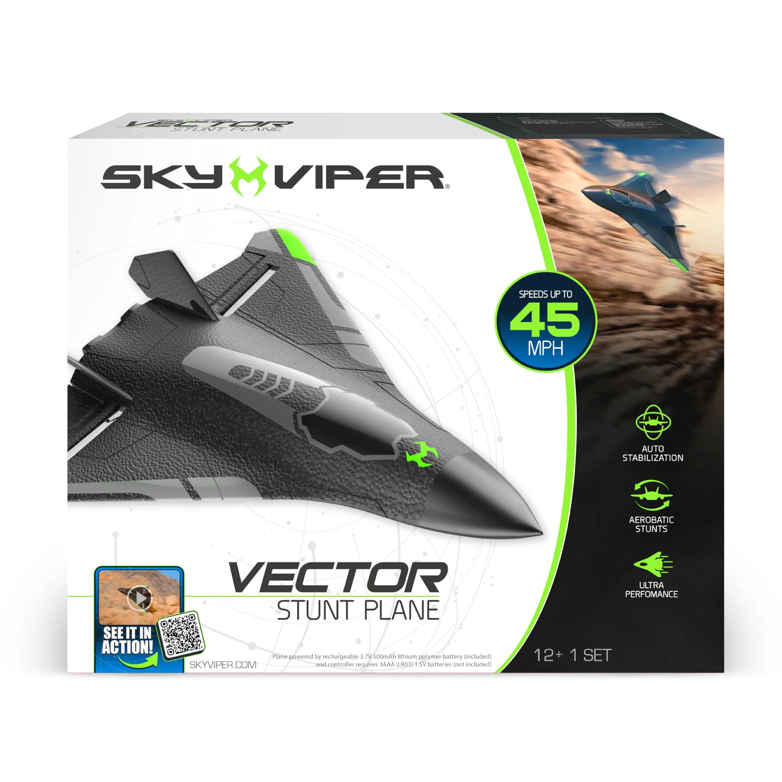 Sky Viper Vector Performance RC Plane, up to 45 MPH, 1-Touch Stunts, Rechargeable Battery - Image 6