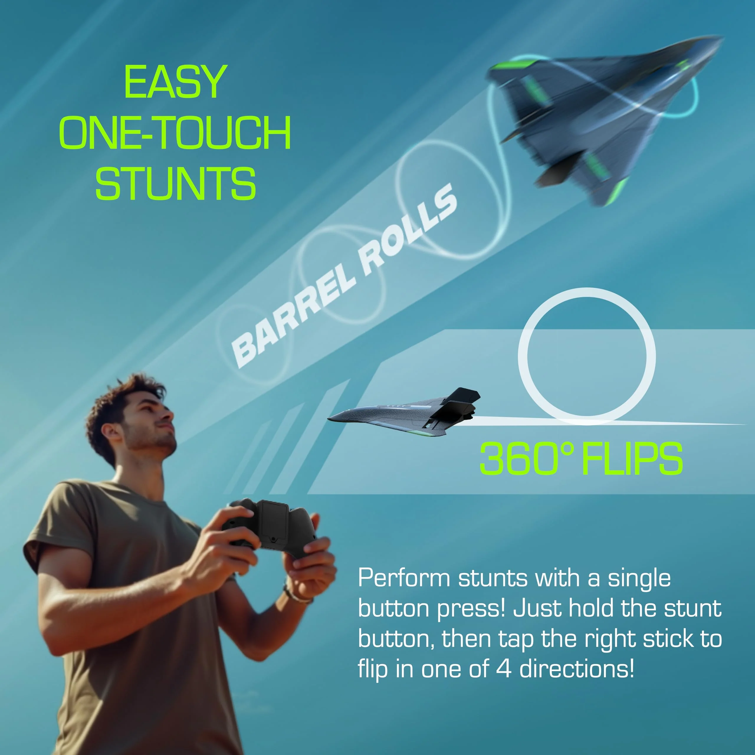 Sky Viper Vector Performance RC Plane, up to 45 MPH, 1-Touch Stunts, Rechargeable Battery - Image 7