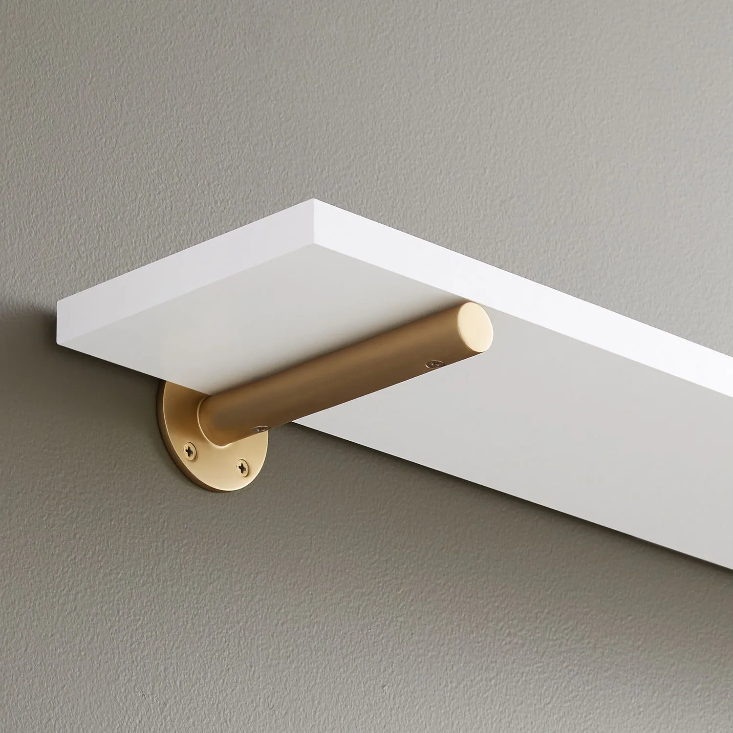 Small Bar Brass Shelf Bracket - 6-1/4 " - with hardware - Satin Brass