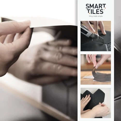 Smart Tiles Peel and Stick Backsplash - X-Large 5 Sheets of 22.56'' x 11.58'' 3D Adhesive Tile for Kitchen, Bathroom, Wall Tile, Arabesco White, Pack of 5 (SM1177G-05-QG_FBA) - Image 2