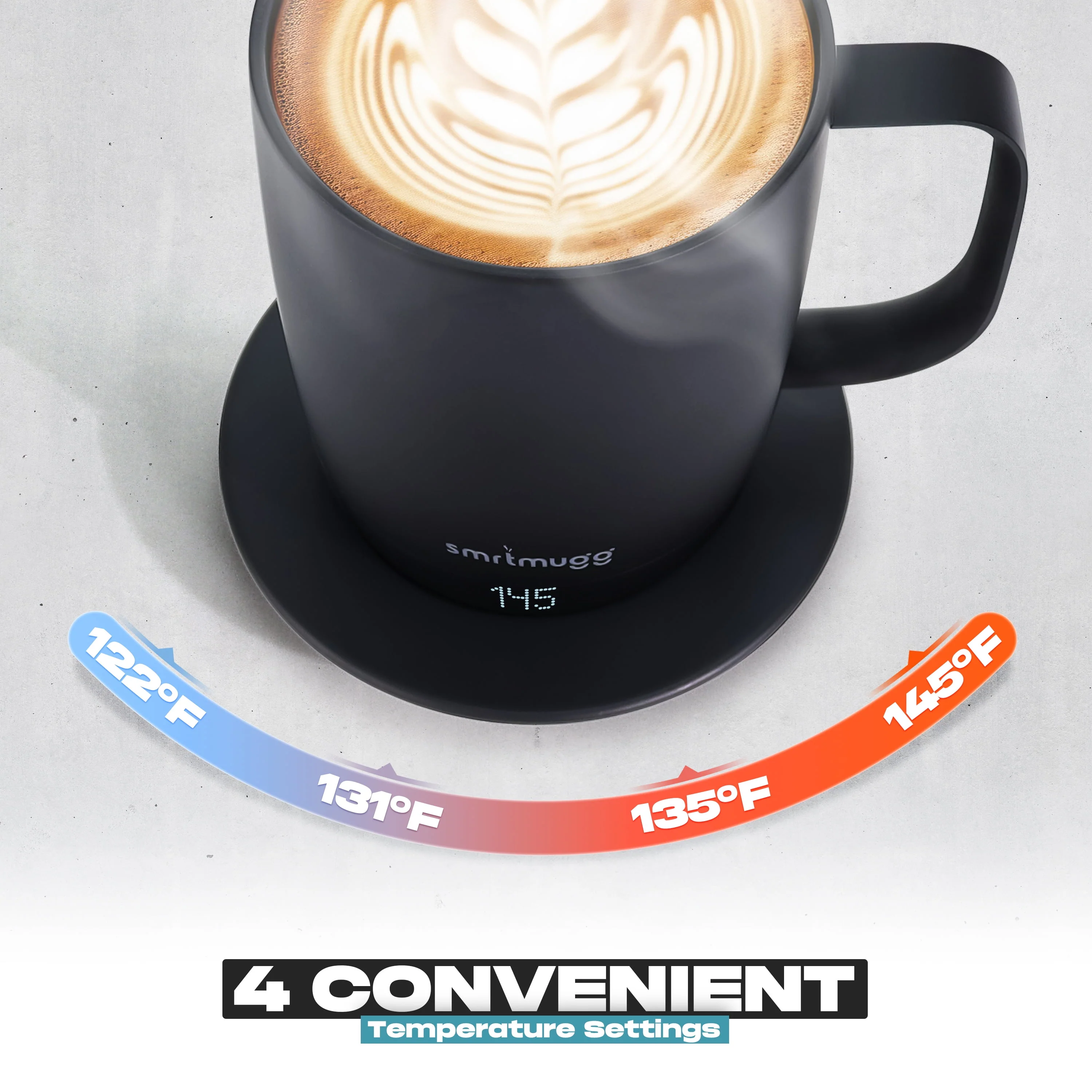 SmrtMugg Pro Self-Heating Coffee Mug, 14 oz, Adjustable Temperature Control, LCD Display, Magnetic Slider Lid, Black - Image 7