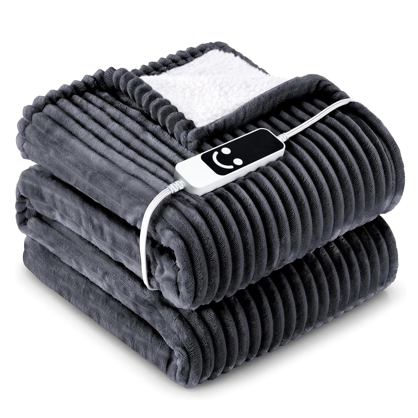 SOMITO Heated Blanket Full Size, 200gsm Flannel and Sherpa, 10 Heat Settings