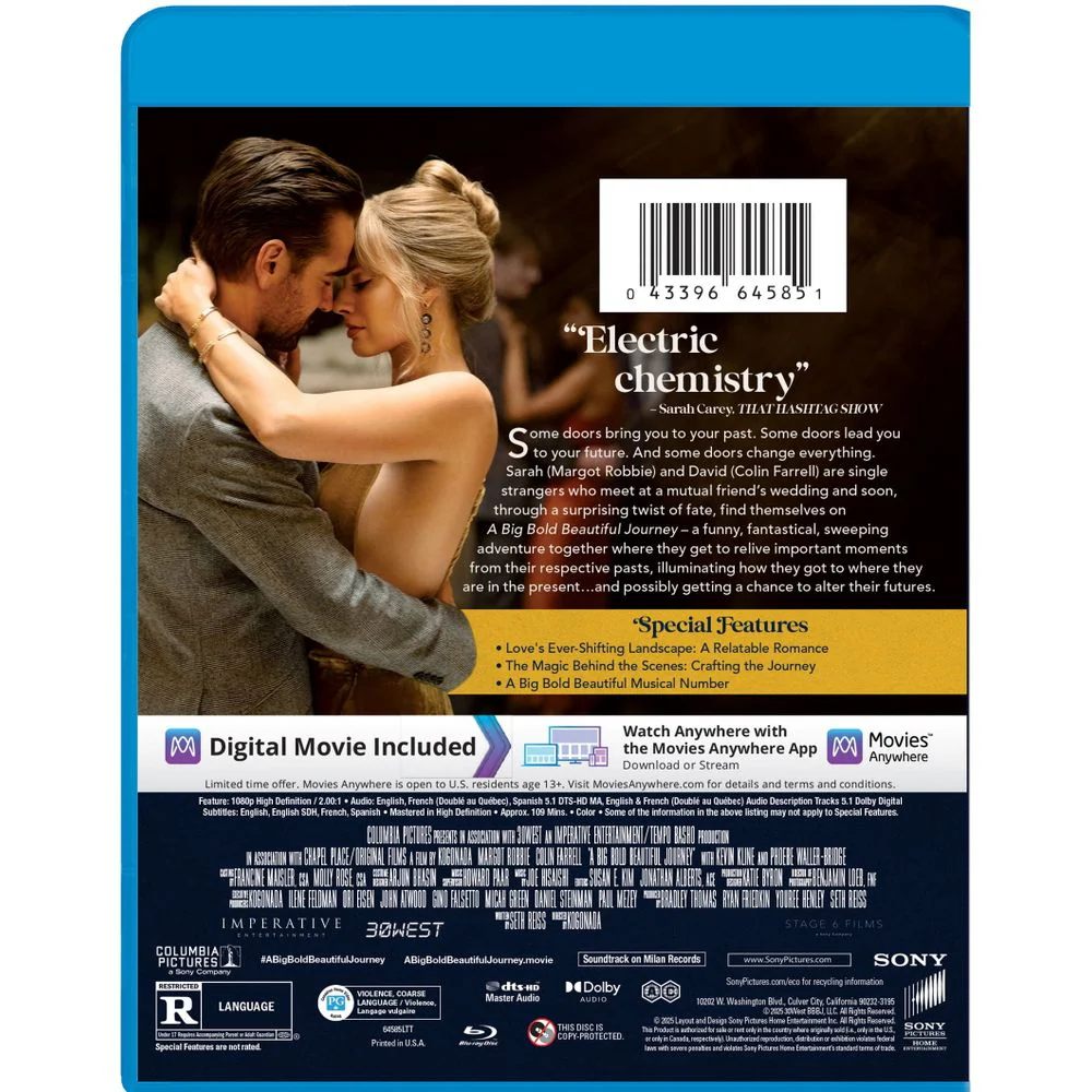 Sony Pictures A Big Bold Beautiful Journey Blu-ray Movie with Digital Copy, Drama Romance Fantasy, 1080p HD, Rated R, Directed by Kogonada, 1006216747 - Image 2