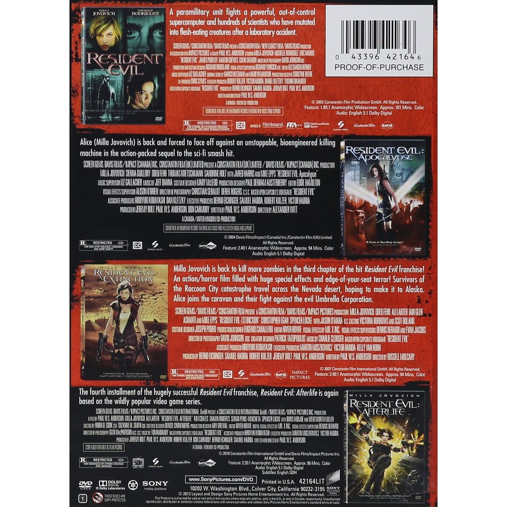 Sony Pictures Home Entertainment 43396421646 Resident Evil Collection - Image 3