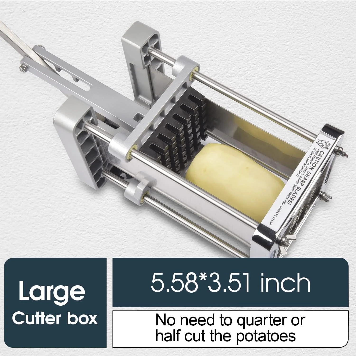 Sopito French Fry Cutter, Stainless Steel Kitchen Tool with 3 Interchangeable Blades 1/2inch 3/8inch 1/4inch, Manual Push Operation - Image 5