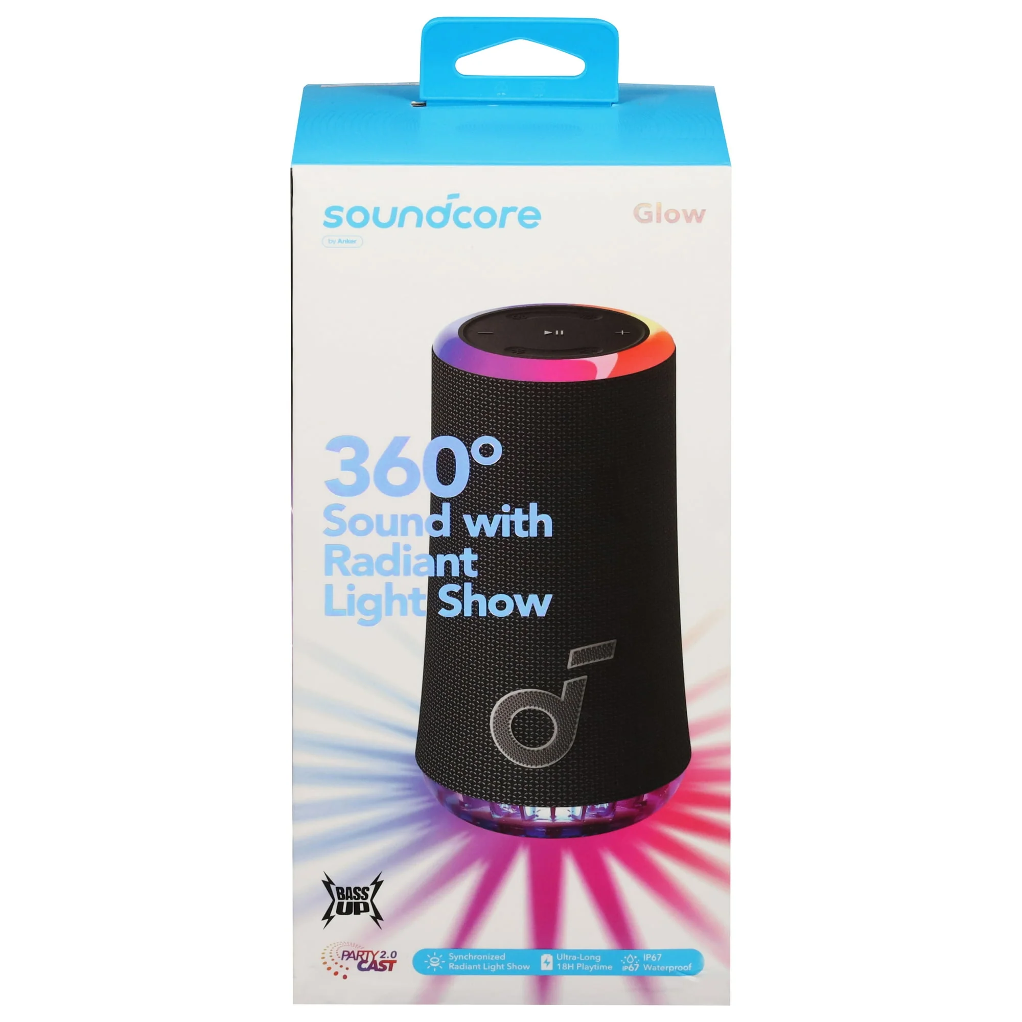 Soundcore A3166Z11 Glow Portable Wireless Speaker with Light Show, 18H Playback, Black - Image 2