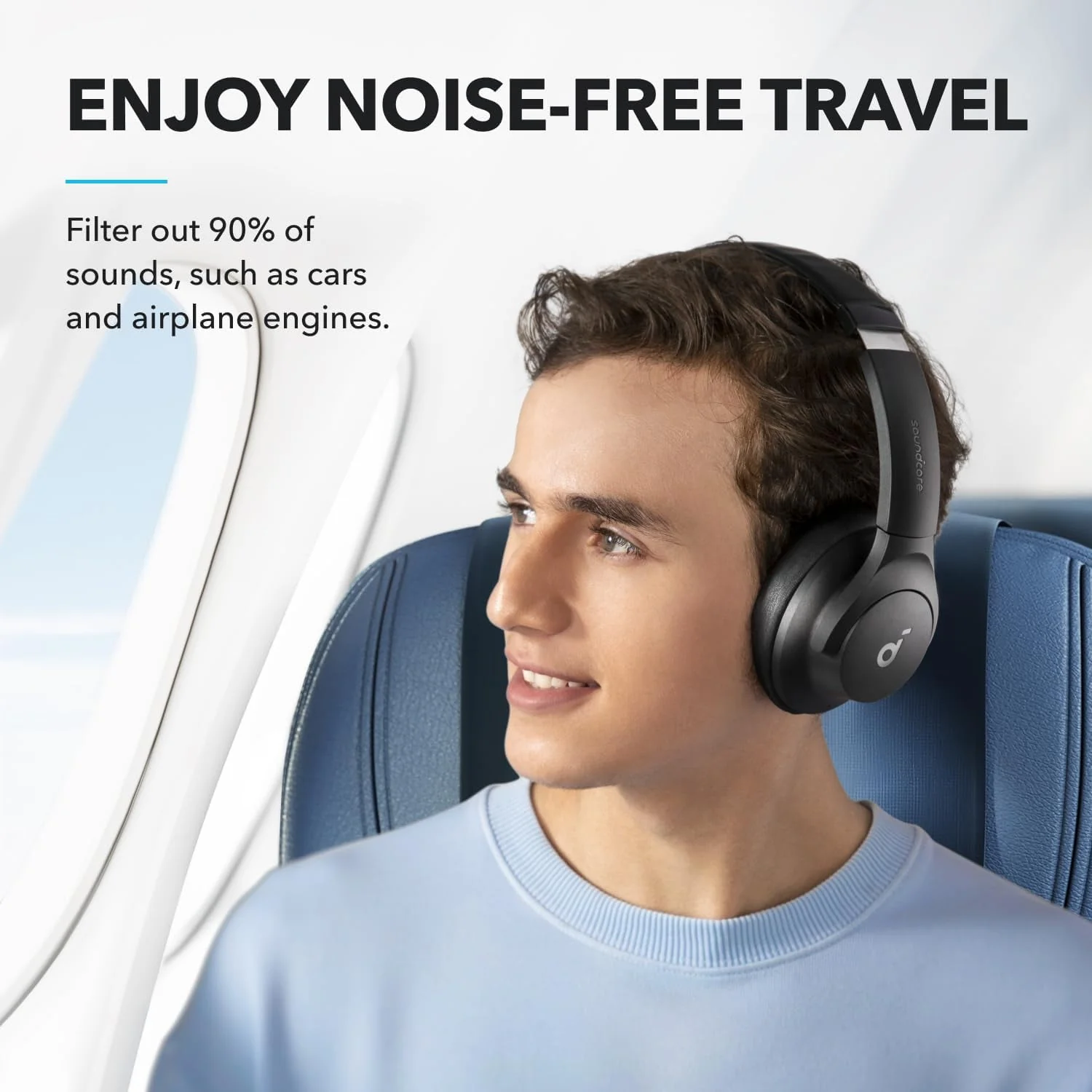 Soundcore by Anker Q20i Wireless Noise Cancelling Over-Ear Headphones, Hybrid ANC, 40mm Drivers, 40-Hour Battery, Hi-Res Audio, Deep Bass, Bluetooth 5.0, Black - Image 2