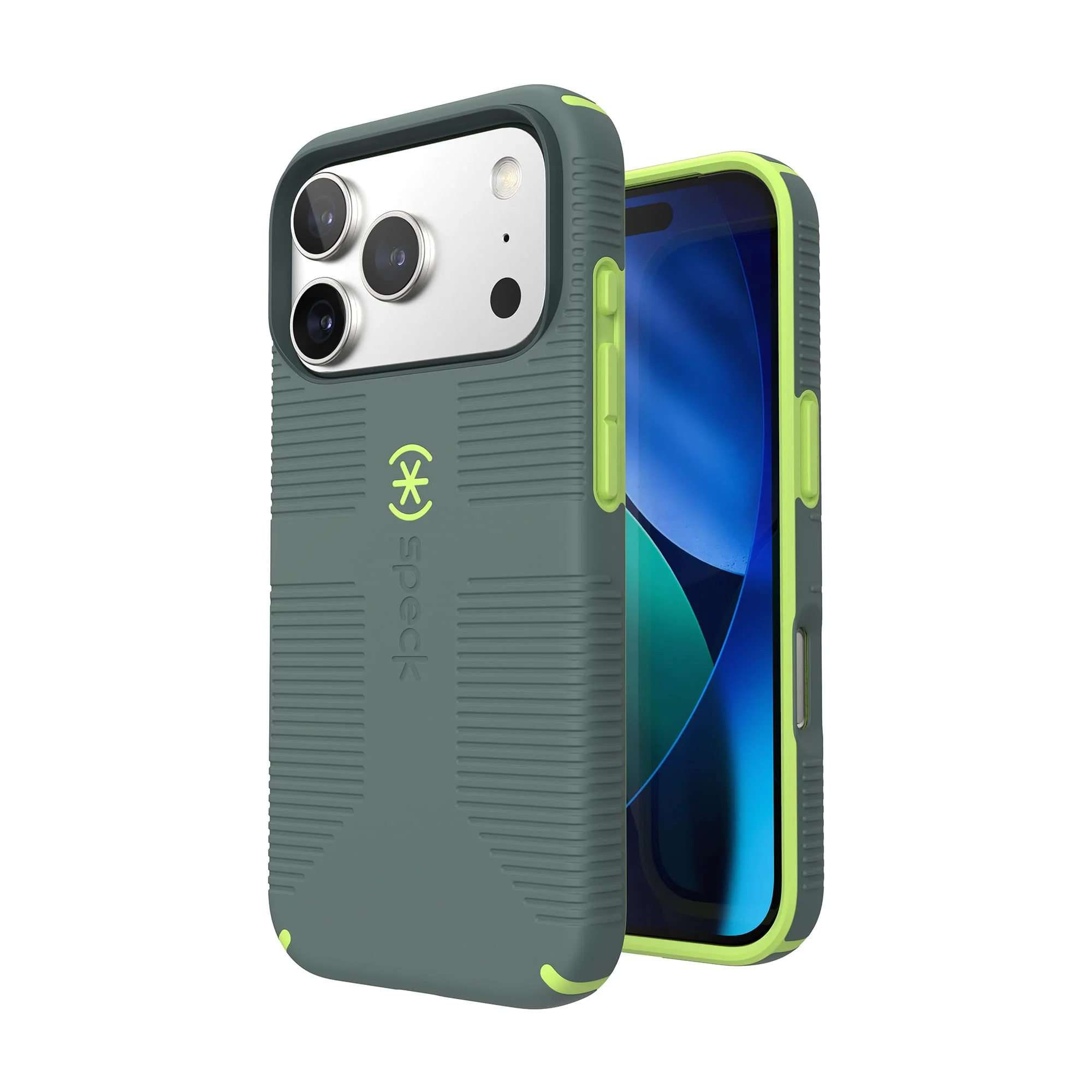 Speck CandyShell Grip MagSafe Case for iPhone 17 Pro, Dual-Layer Protection, Neo Drab and Glow Green - Image 3