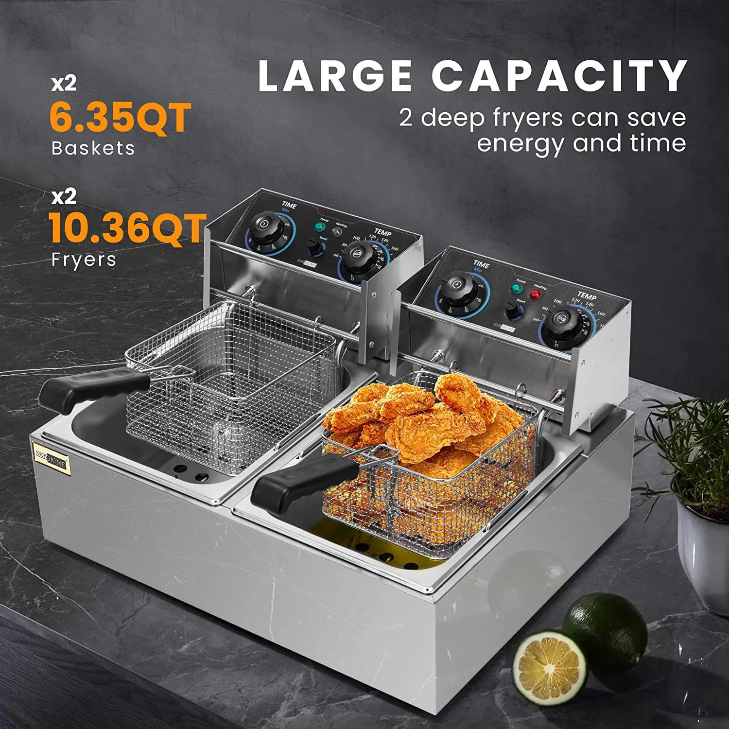 SPECSTAR X0036NJ8YN Electric Deep Fryer Commercial 20.7 qt 5000W 2 Bins 2-Basket - Image 5