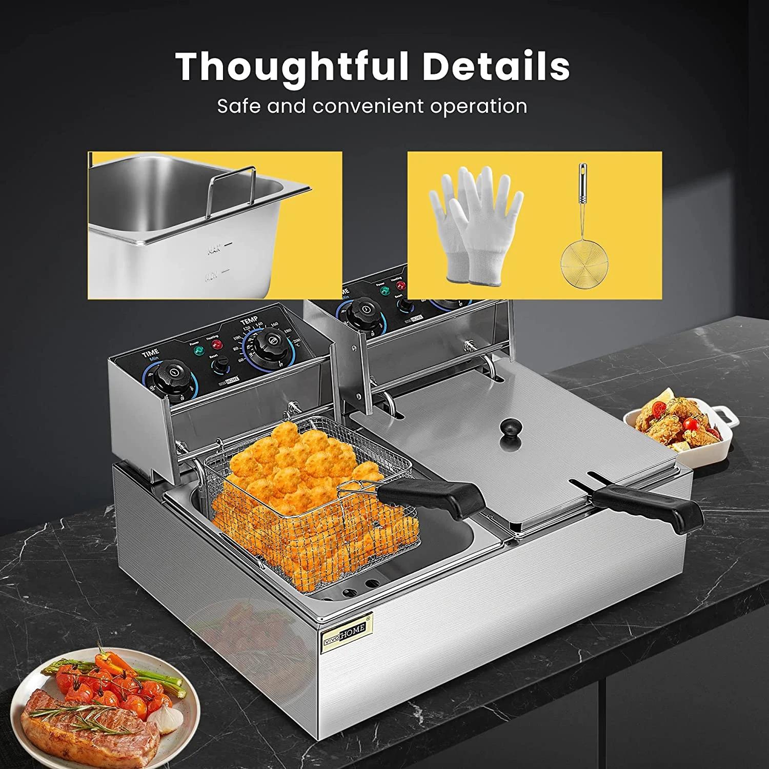 SPECSTAR X0036NJ8YN Electric Deep Fryer Commercial 20.7 qt 5000W 2 Bins 2-Basket - Image 7