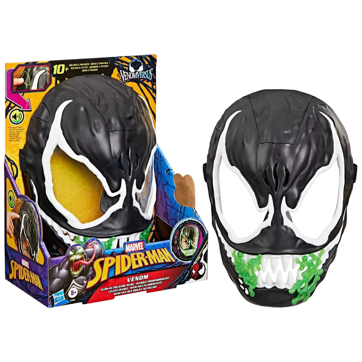 Spider-Man G18285E0 VenomVersus Venom Glow-In-The-Dark Mask with Sound Effects, Elastic Strap - Image 2