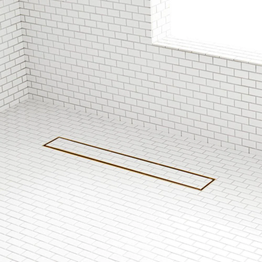 SS Rectangular Shower Drain-60"*3.35"*2.91"* 2"d-T01 pattern-Polished Brass finish
