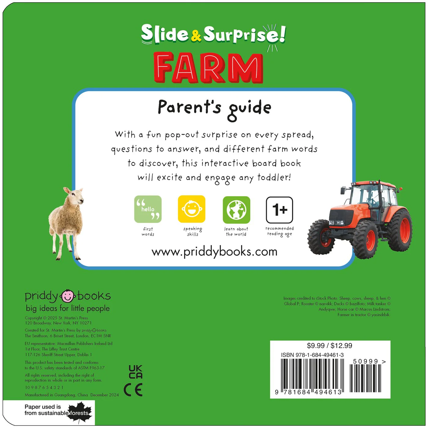 St. Martin's Press Roger Priddy: Farm (Slide and Surprise!): Pull the Tabs for a Fun Farm Surprise (Board Book) - Image 2