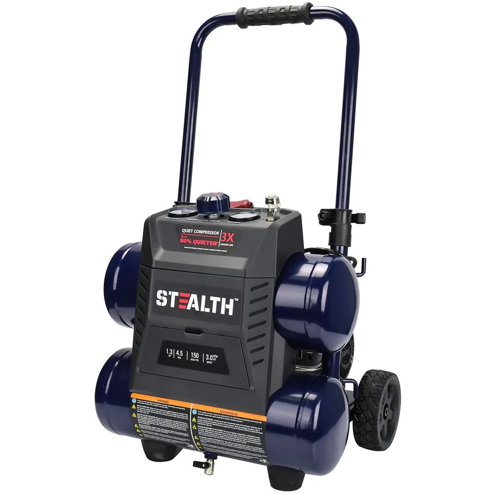 Stealth SAQ-1413 Ultra Quiet Air Compressor, 64 Decibel 4.5 Gallon