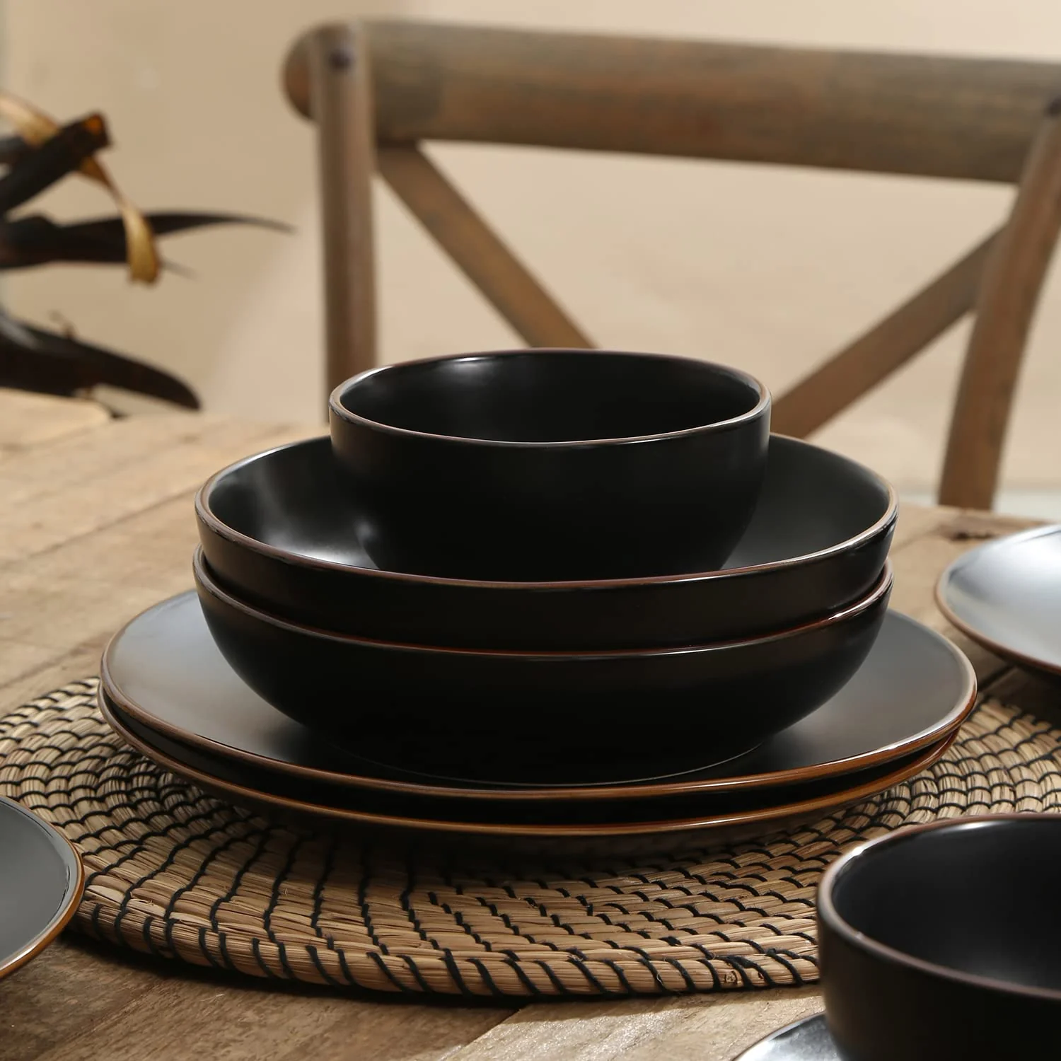 Stone + Lain Brasa 16-Pc. Stoneware Dinnerware Set - BLACK ONE SIZE - Image 3