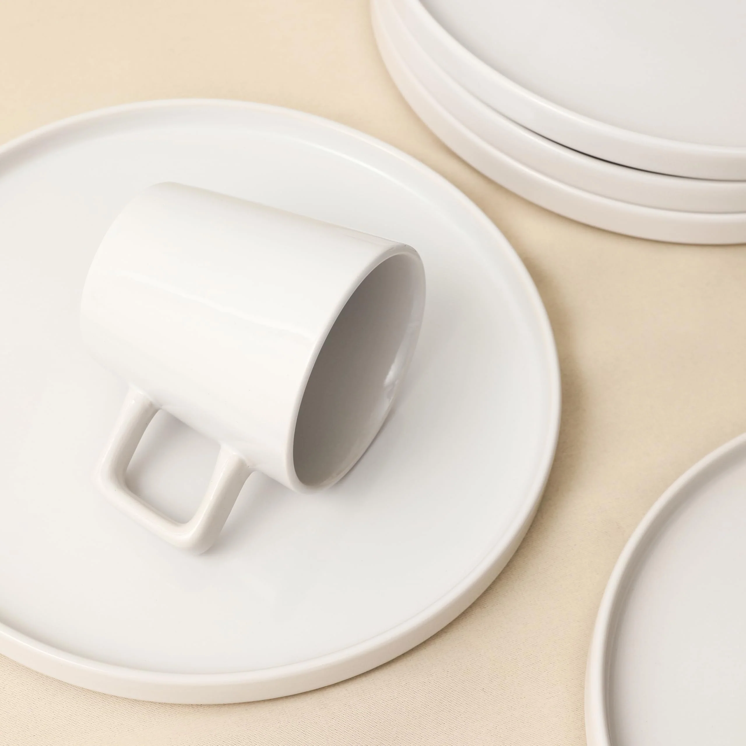 Stone Lain Celina 16-Piece Stoneware Dinnerware Set, White Glossy, Service for 4 - Image 5