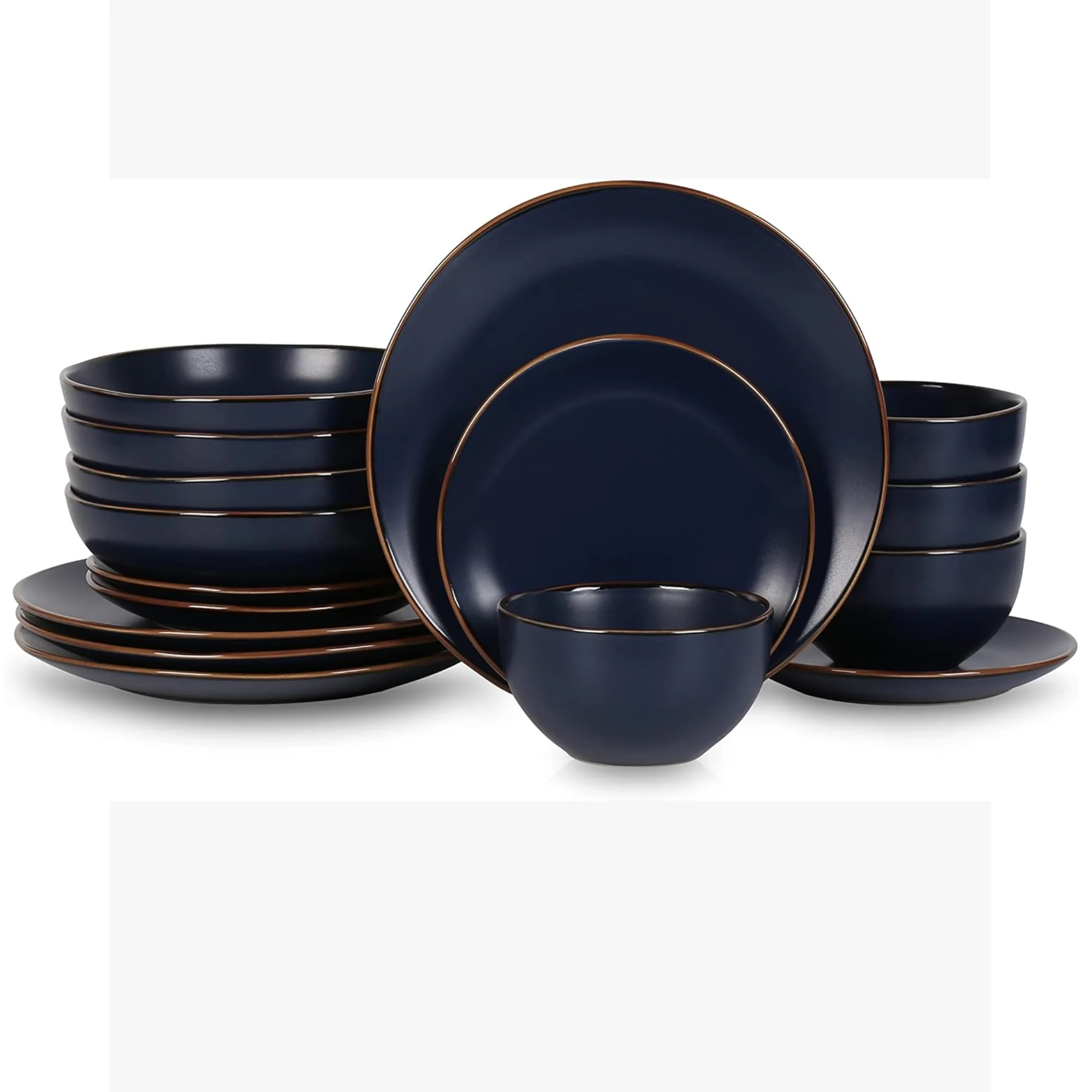 STONE LAIN Stoneware Dinnerware Set Brasa 16-Piece Dinnerware Set Stoneware, Service for 4, Blue - Image 2