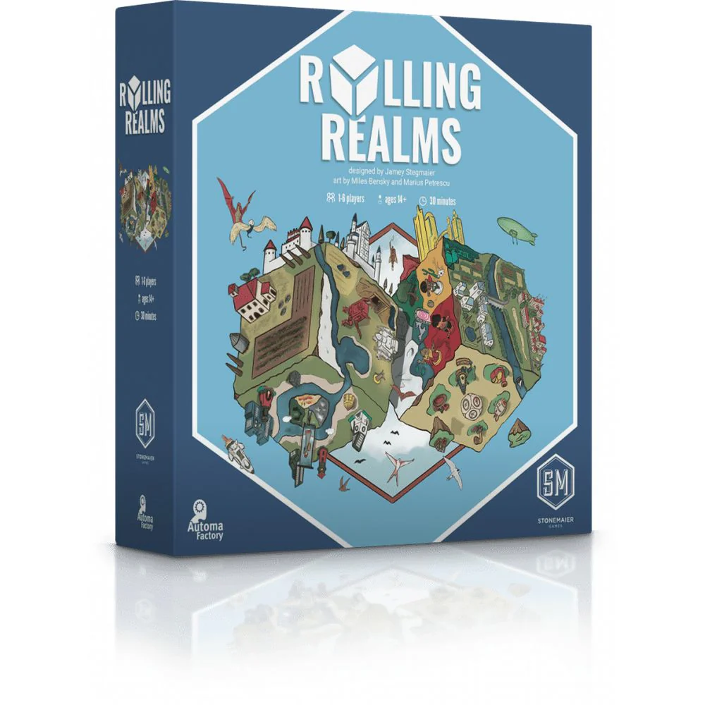 Stonemaier Games Rolling Realms Strategy Board Game, Roll-and-Write, Reusable Dry-Erase Components, Multi-Color, 1-6 Players, STM450