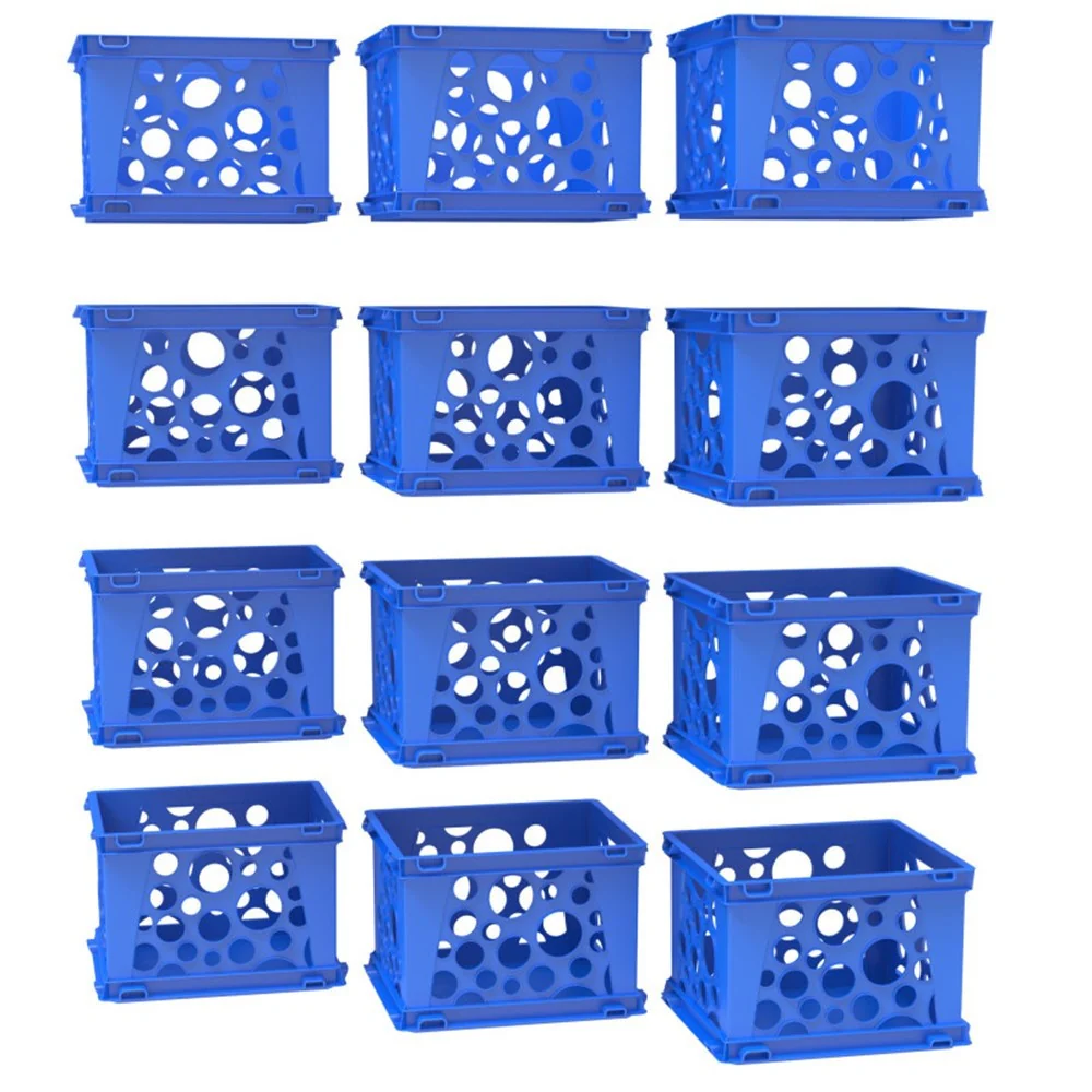 Storex Mini Crate Storage Bins, Modular Stackable Design, Blue, 12-Pack - Image 2