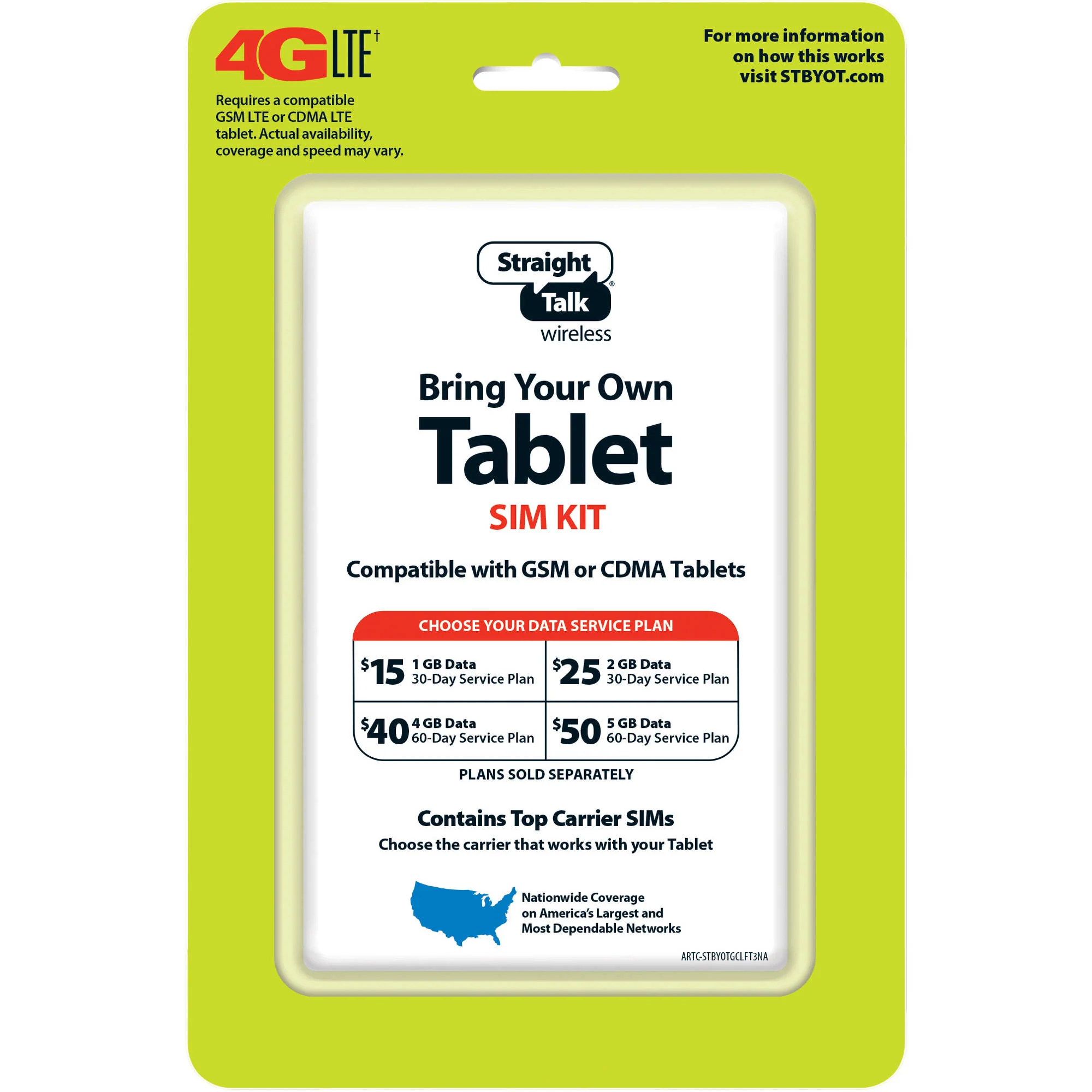 StraightTalk Bring Your Own Tablet Activation Kit, Service Plan Not Included