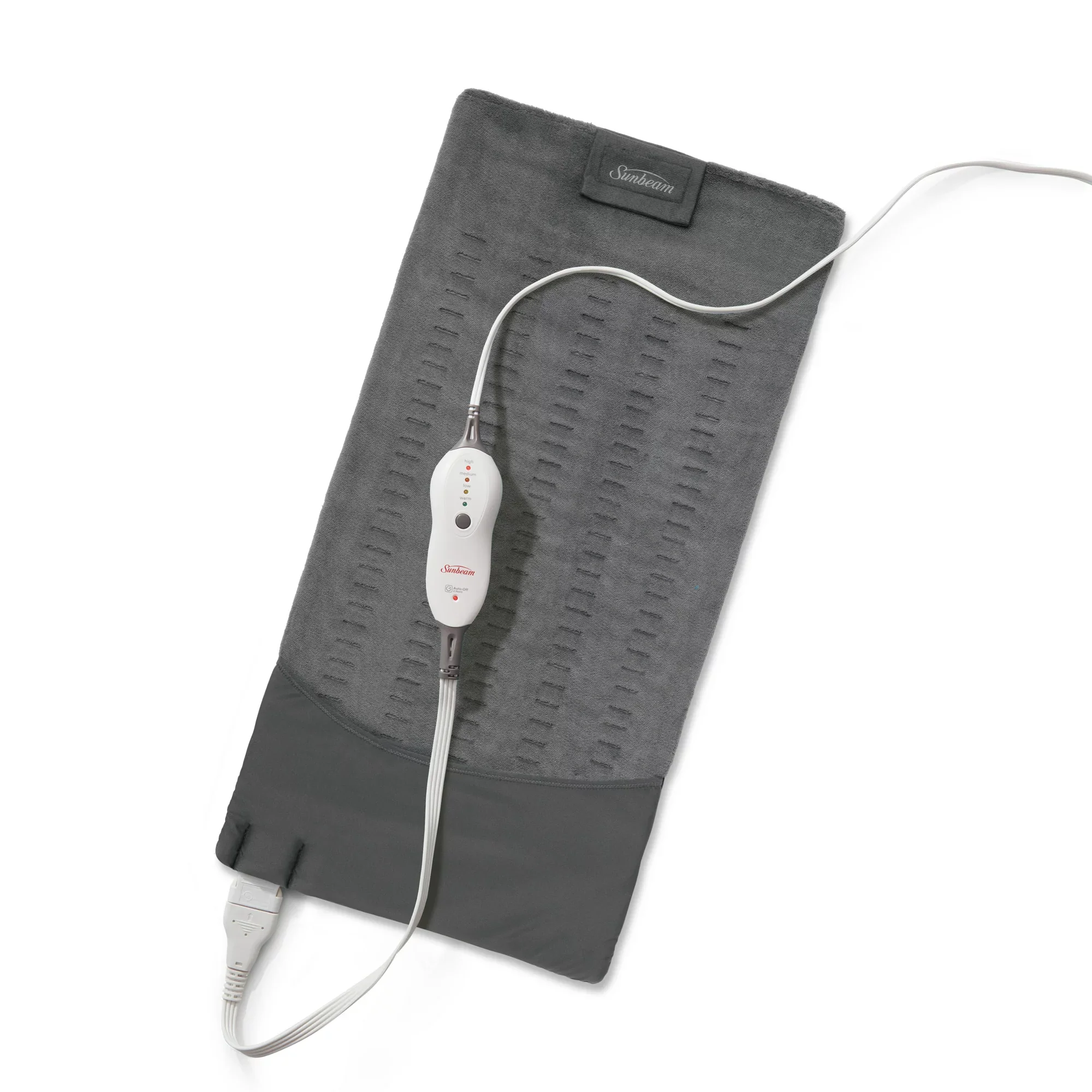 Sunbeam 2168215 12" x 24" King-Size Heating Pad with Compact Storage, Gray