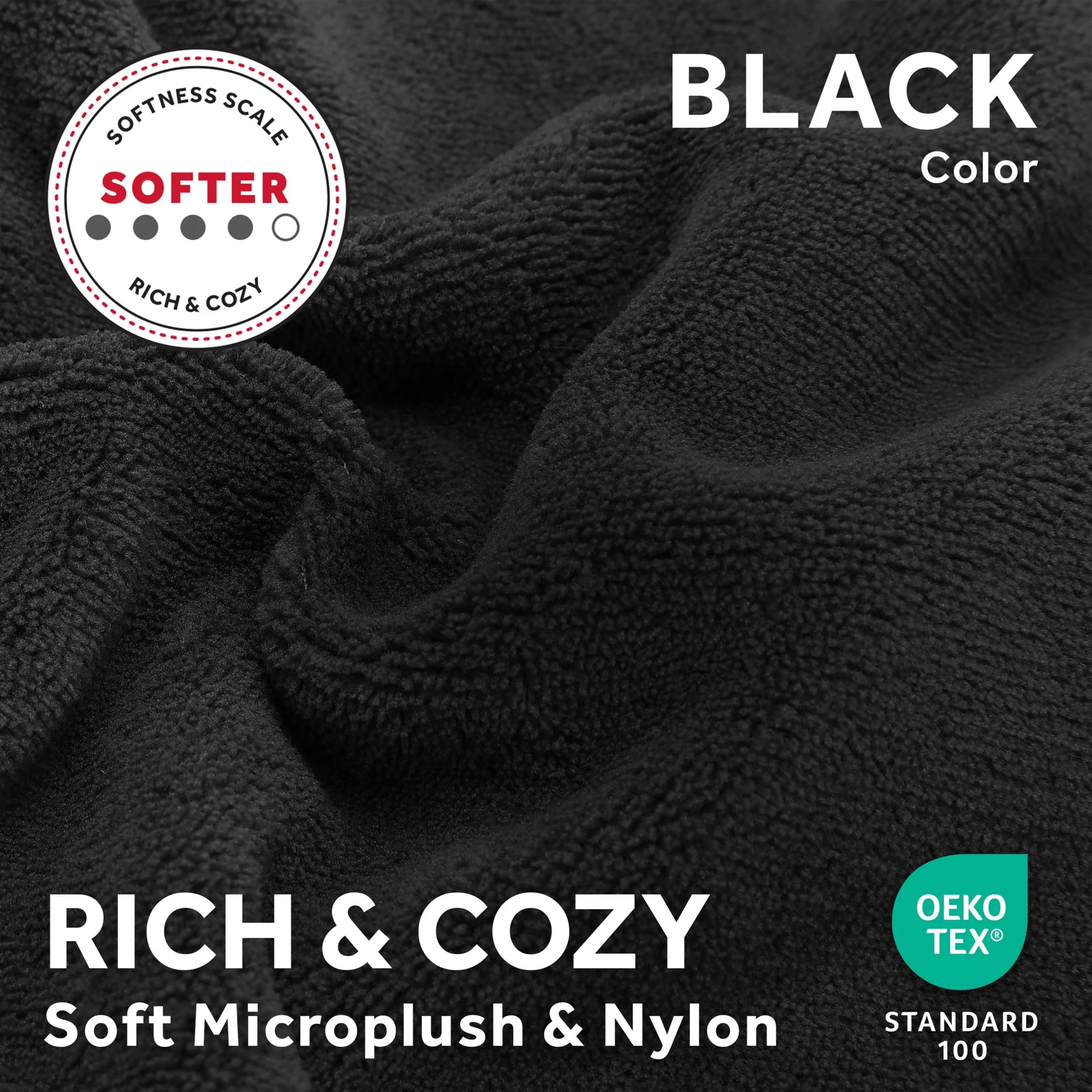 Sunbeam On-the-Go Cordless Heated Throw Blanket with Hood, Black Nylon Microplush, 50x66, 13698 - Image 8
