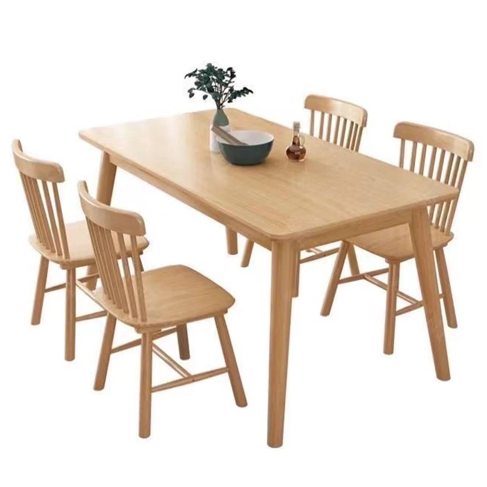 Susuzi 47in Solid Oak Dining Table, Mid-Century Modern Wood Kitchen Table, Natural Finish