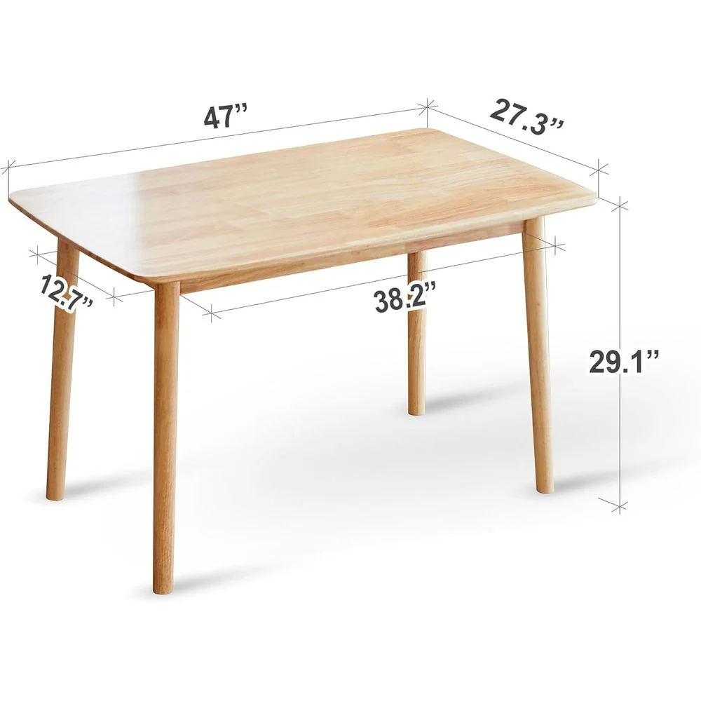 Susuzi 47in Solid Oak Dining Table, Mid-Century Modern Wood Kitchen Table, Natural Finish - Image 4