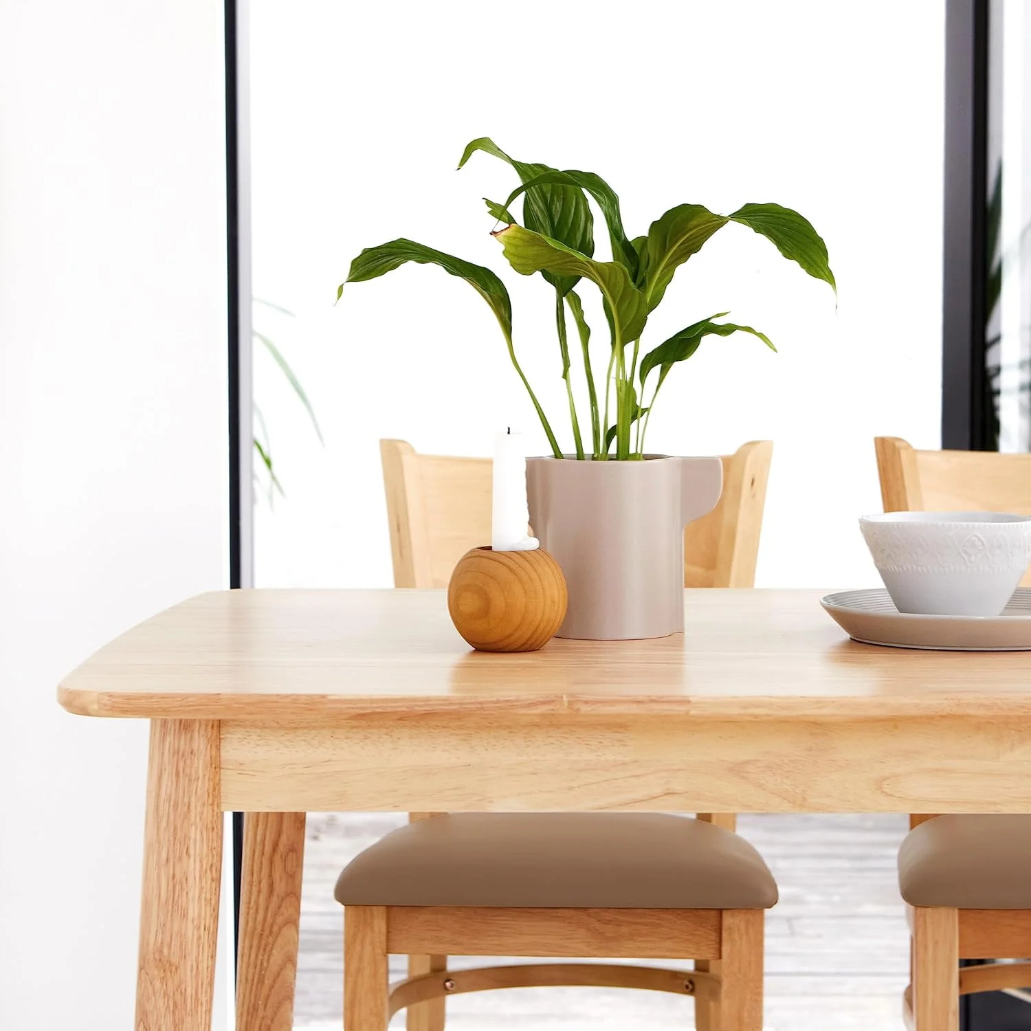 Susuzi 47in Solid Oak Dining Table, Mid-Century Modern Wood Kitchen Table, Natural Finish - Image 7