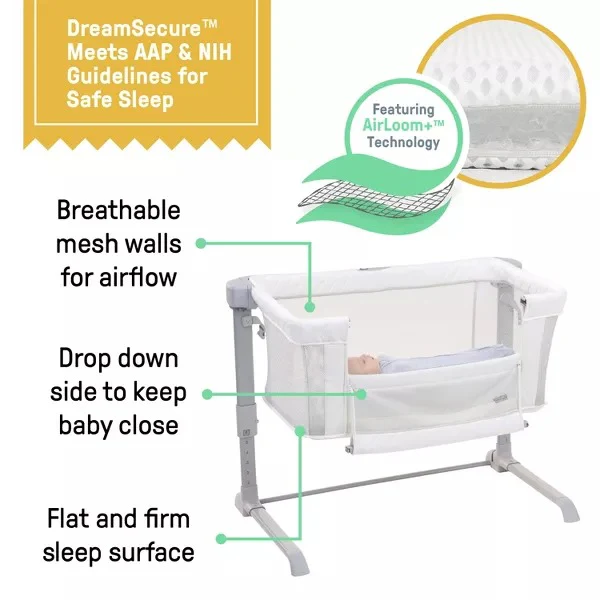 SwaddleMe 89303899 DreamSecure 2-in-1 Co-Sleeping Bassinet with SwaddleMe Pod - 0-5Months - Cream - Image 3