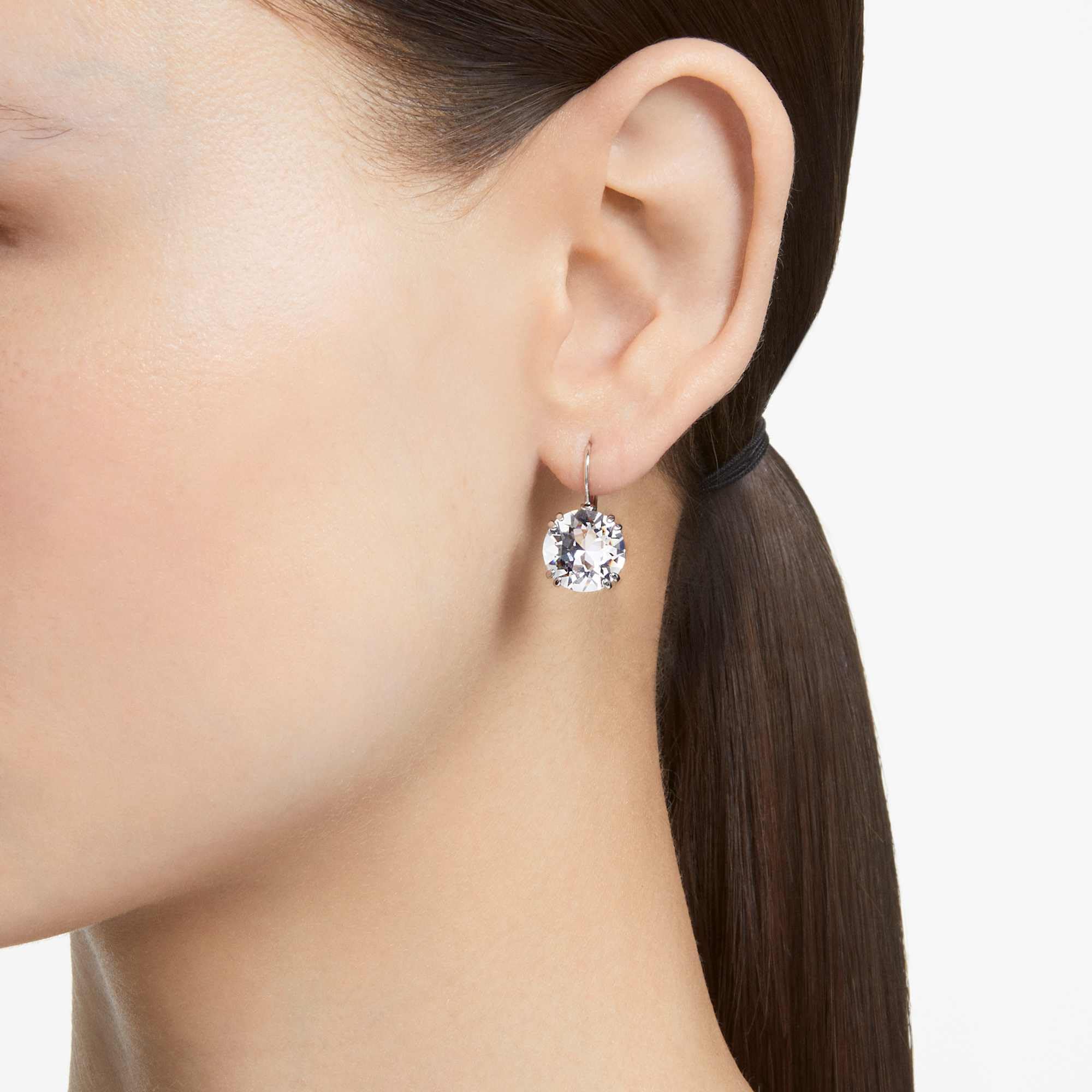 Swarovski Millenia White Earrings, Dazzling Round-Cut Crystals, Rhodium-Plated, Lightweight, Elegant Design, 5628351 - Image 3