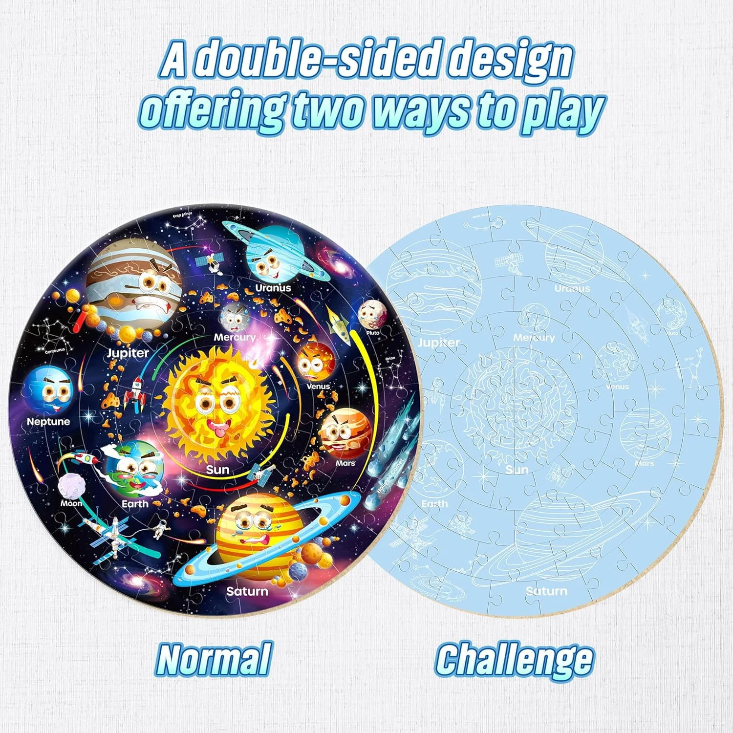 Synarry SYNP056 Solar System Floor Puzzle, Educational 70-Piece Large Circular Wooden Jigsaw, FSC Certified, Kids Ages 3-8 - Image 3
