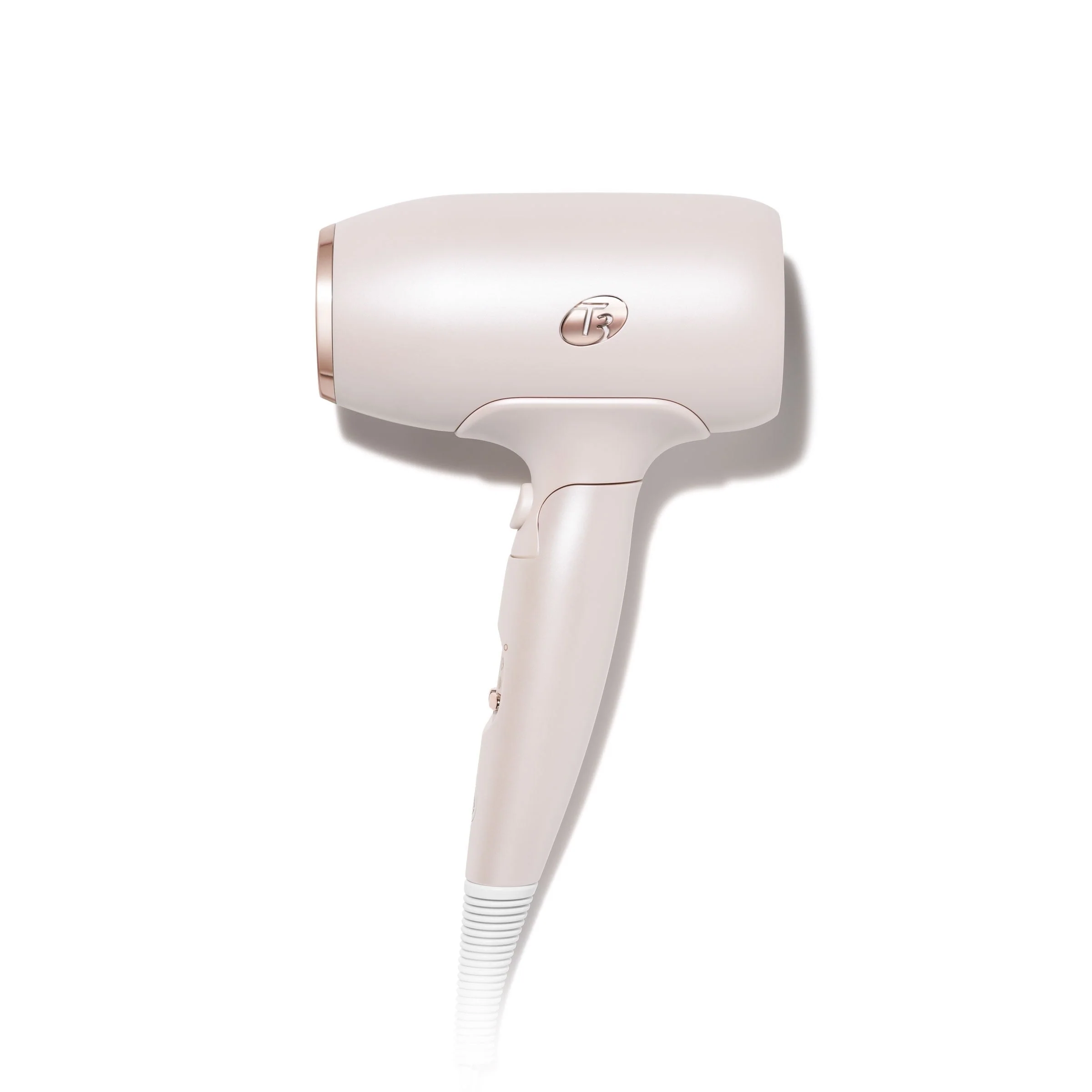 T3 Micro Afar Travel Hair Dryer, Compact Lightweight with Ionic Technology, Folding Handle, Auto Dual Voltage, Satin Blush, 76896