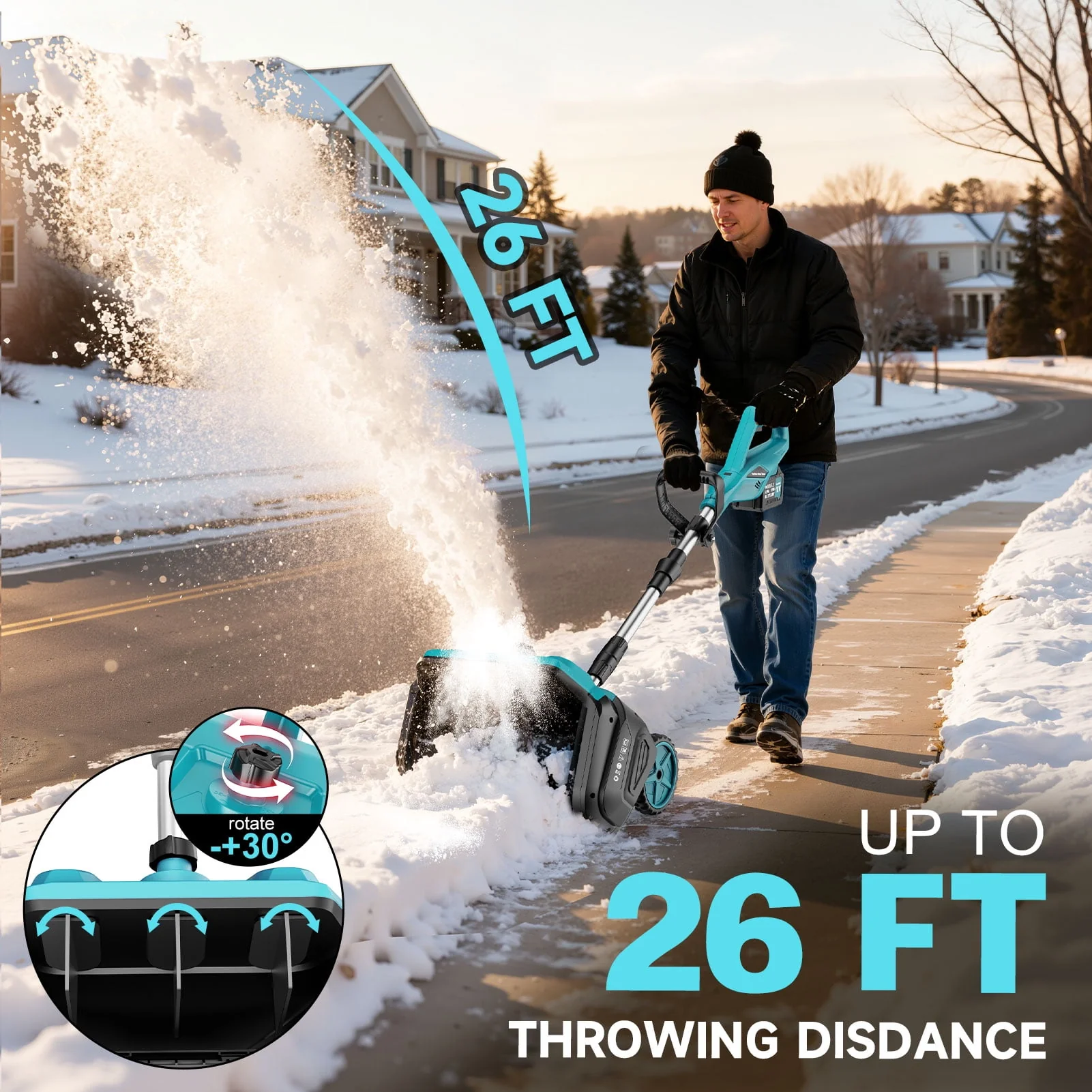 Tanbaby YL-4021 17-Inch Cordless Snow Blower, 1000W Brushless Motor, Dual 4.5Ah Batteries - Image 3