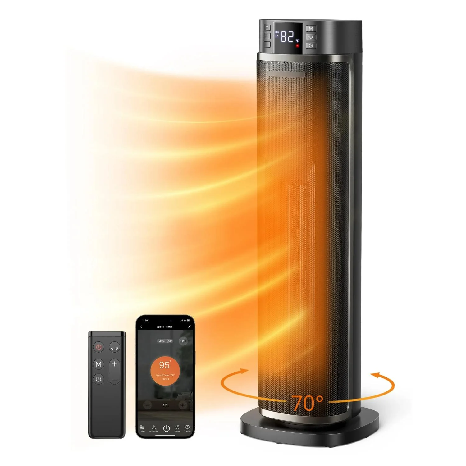 TaoTronics NB-HE002 Space Heater 24'' 1500W with Remote/APP