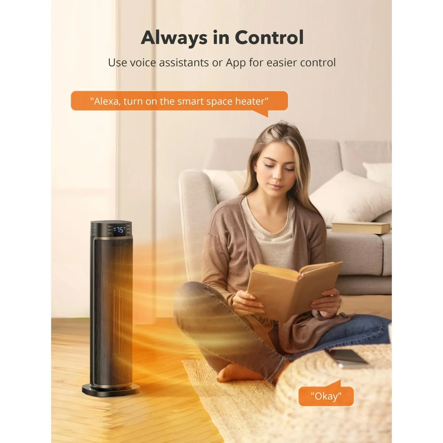 TaoTronics NB-HE002 Space Heater 24'' 1500W with Remote/APP - Image 4