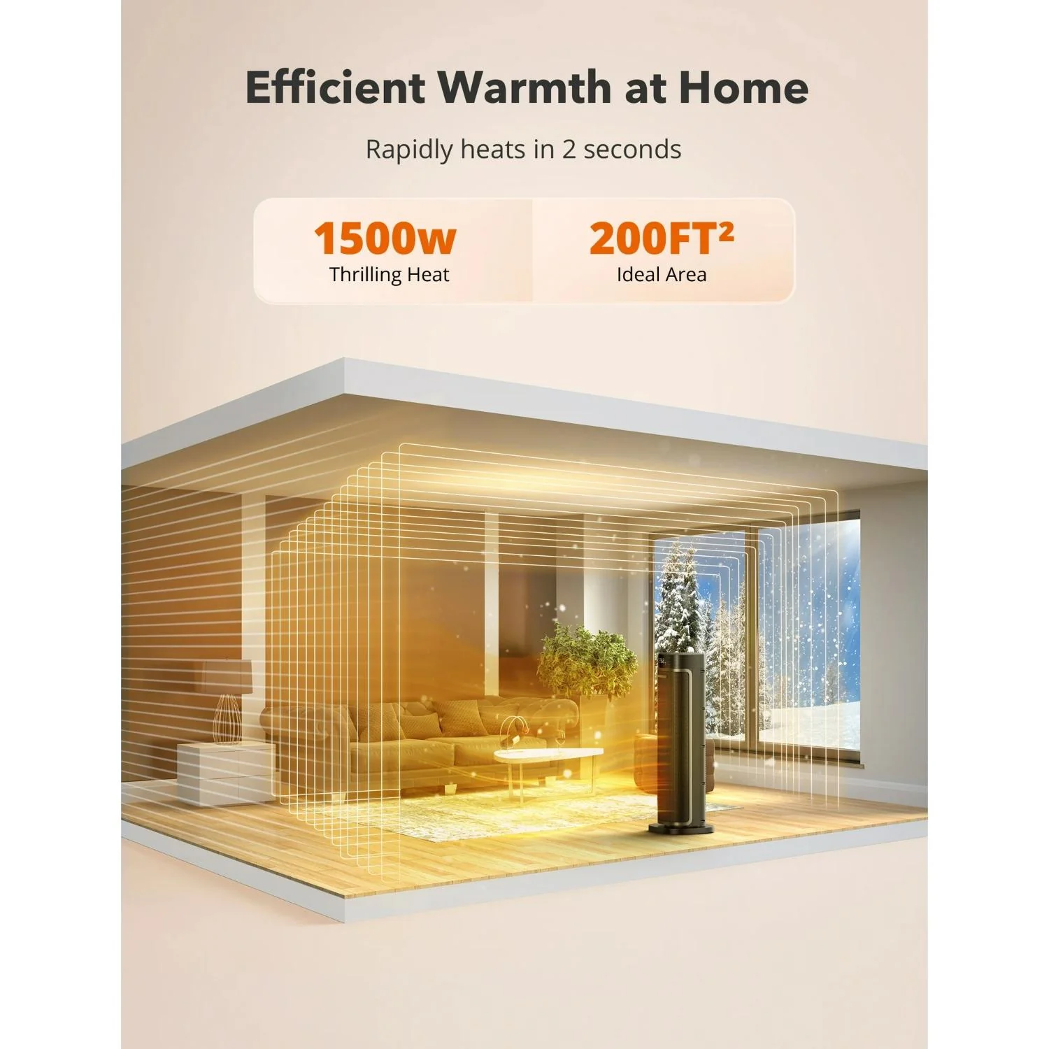 TaoTronics NB-HE002 Space Heater 24'' 1500W with Remote/APP - Image 5
