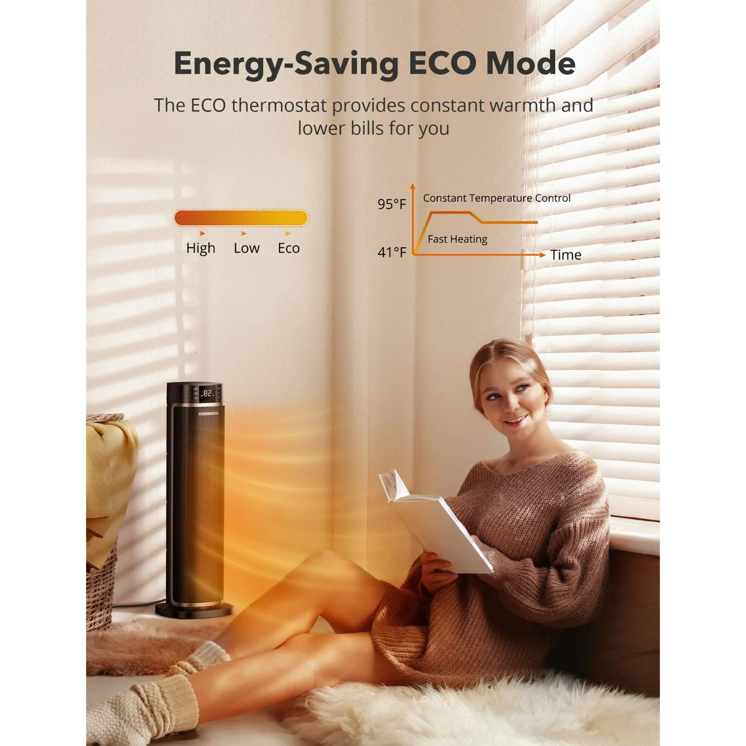 TaoTronics NB-HE002 Space Heater 24'' 1500W with Remote/APP - Image 7