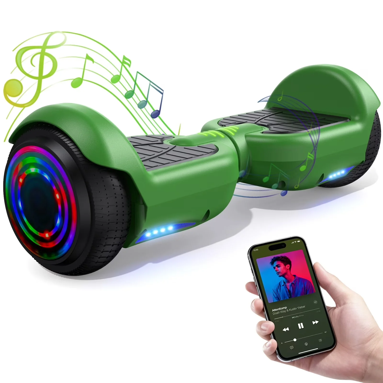 Tcdjtc Hoverboard with Bluetooth and Led Lights, Balance Board for Kids - Image 3