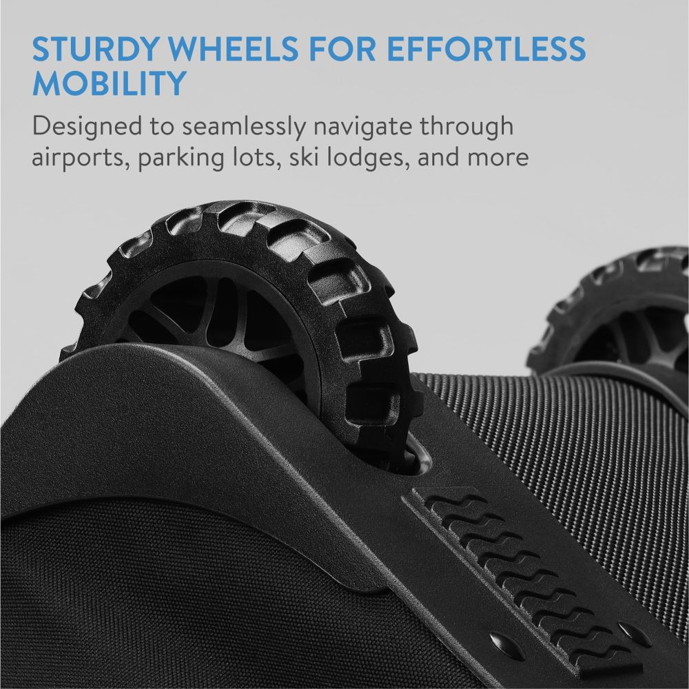 TeamObsidian Ski Bag, Heavy Duty Padded Protection for Double Skis up to 190 cm, Water Resistant Polyester, Wheeled with Pull Handle, Black - Image 5
