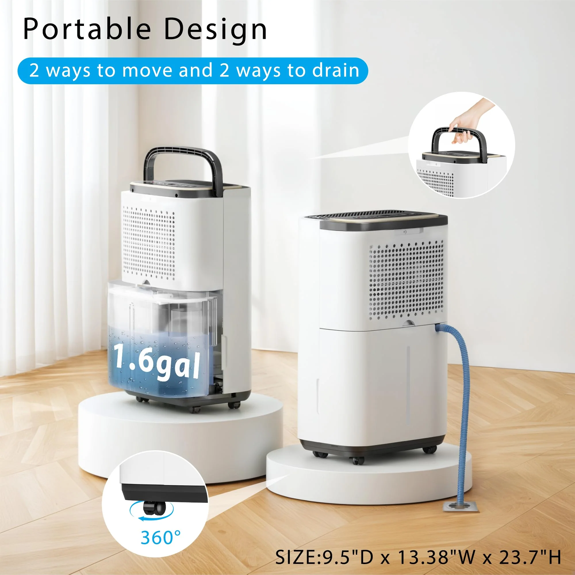 Tehanld 52 Pint Dehumidifier for Large Spaces up to 5000 Sq. Ft., Compressor Moisture Removal, White, LED Display, Timer, Child Lock, Tehanld001 - Image 5