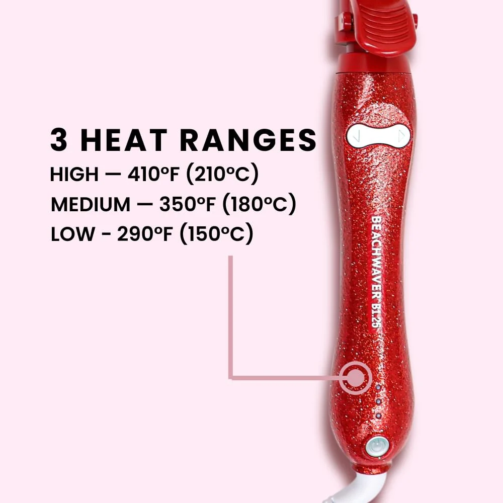 The Beachwaver Co. B-Series Rotating Curling Iron with 1.25-Inch Ceramic Barrel, Red Glitter - Image 4
