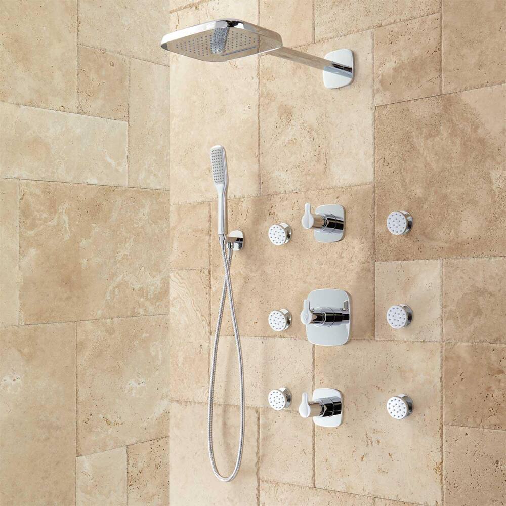 Thermostatic concealed shower mixer system - 6 Jets - Hand Shower - Showerhead - Chrome