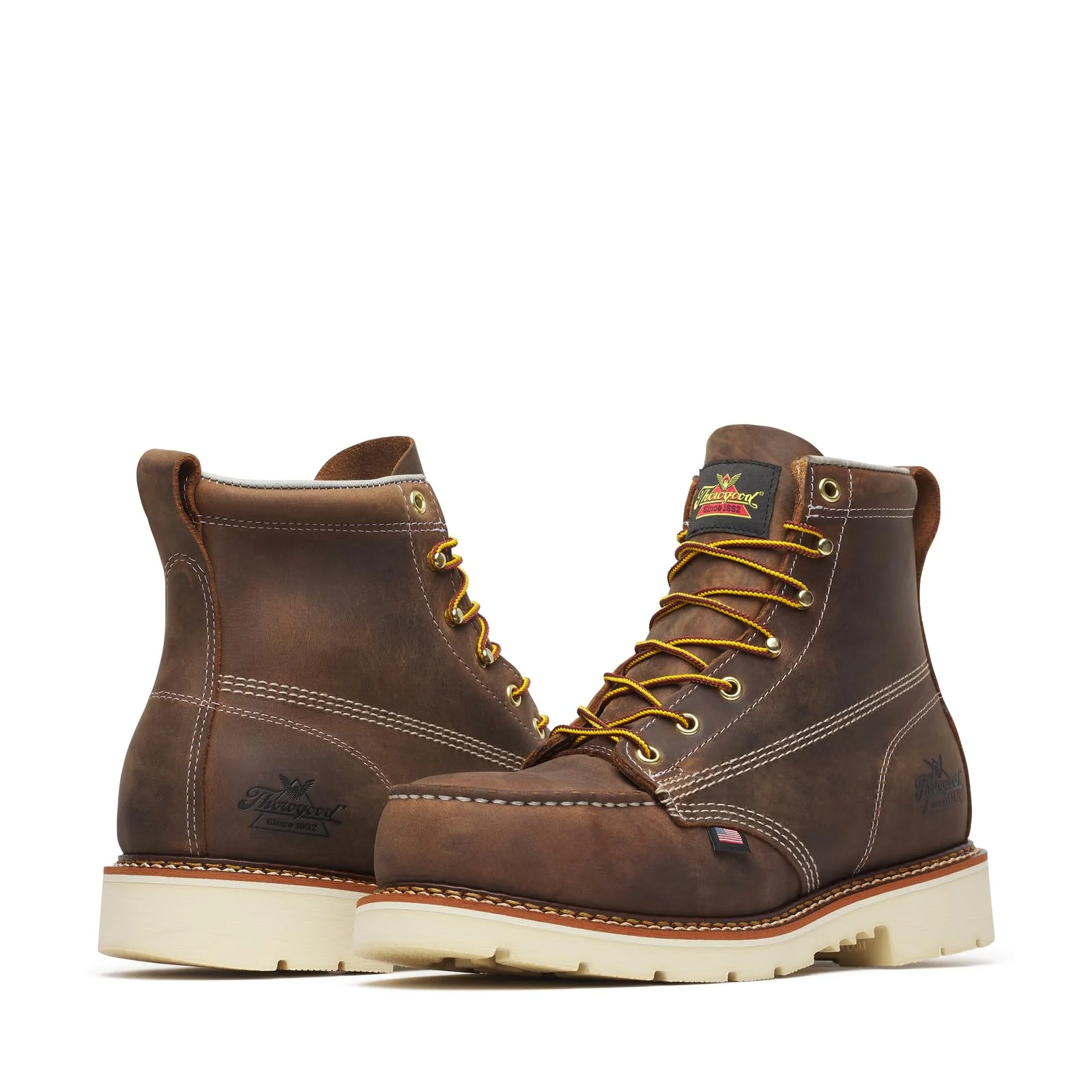 Thorogood American Heritage 6" Moc Toe Steel Toe Work Boots, Brown Trail Crazyhorse Leather, MAXWear 90 Slip-Resistant Outsole, Waterproof, Size 9, 804-437590D - Image 3